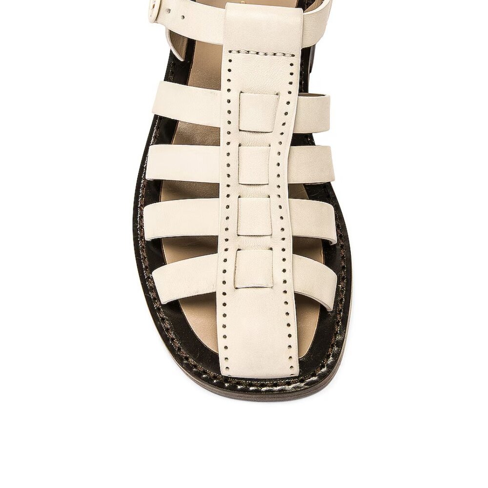 The Row Pablo Sandal in White Leather | Size 38